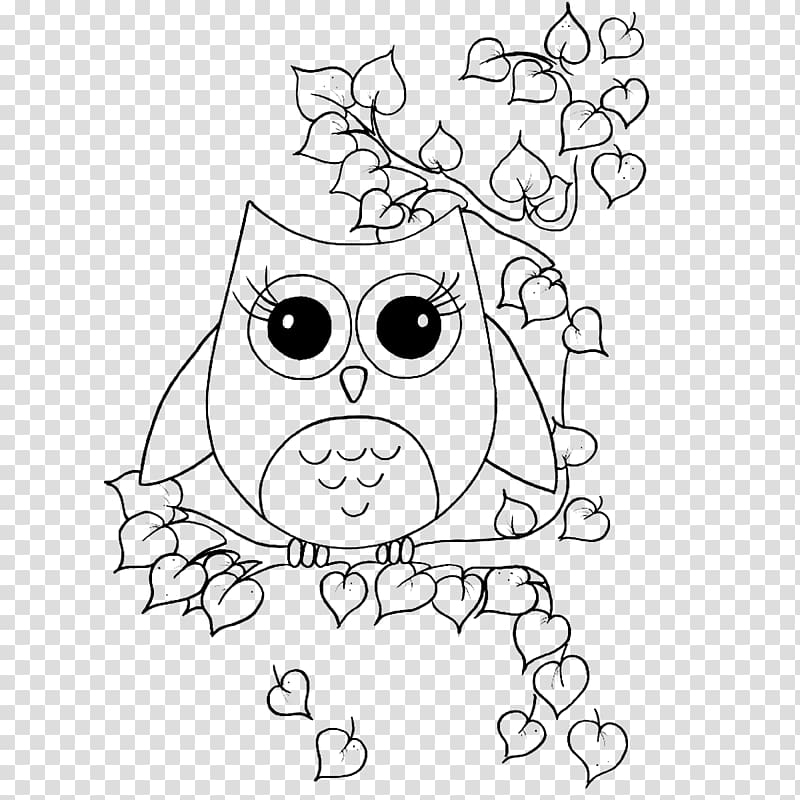 Owl Coloring book Drawing Bird, Lovely big eyes owl transparent background PNG clipart