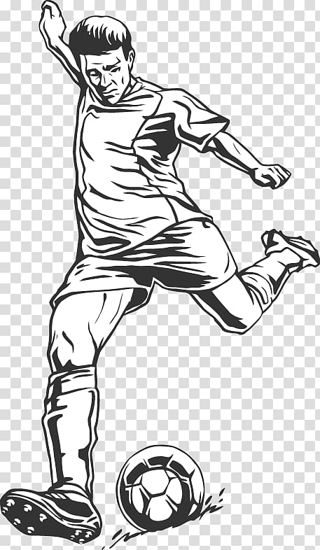 White Line art Cartoon , Sports Football People transparent background PNG clipart