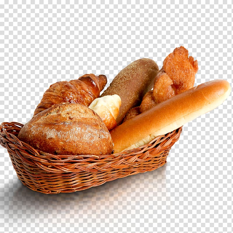 assorted bake bread on brown wicker basket, Bakery Pizza Air fryer Bread Cake, Bread transparent background PNG clipart