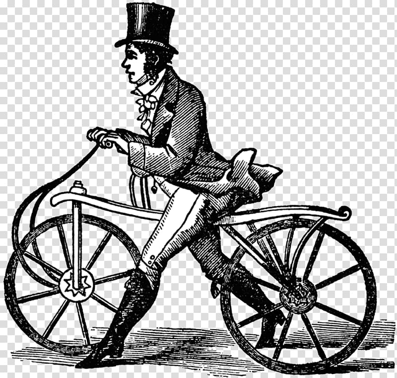 man in top hat riding bicycle illustration, Vintage Very Old Bicycle transparent background PNG clipart