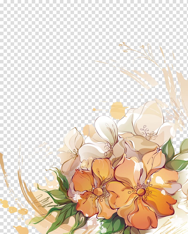 Flower Drawing, Beautiful flowers transparent background PNG clipart