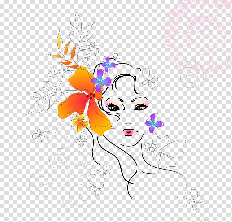 Fashion Display resolution High-definition television , Women hand-painted cartoon illustration flowers background material transparent background PNG clipart
