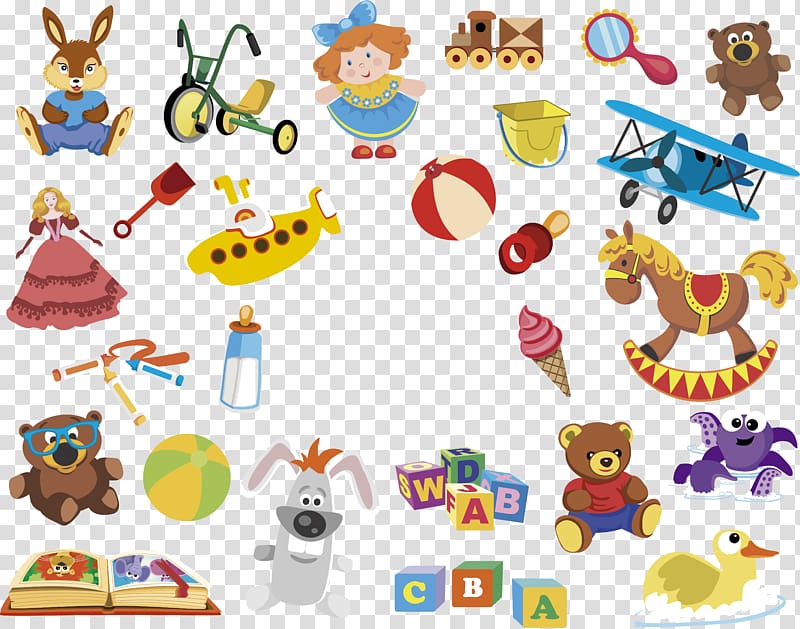 assorted toy , Drawing Euclidean Toy Illustration, Cartoon various children toy transparent background PNG clipart