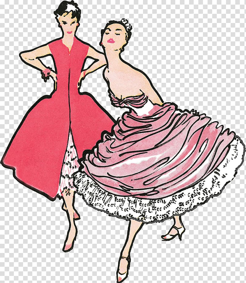 female in dress sticker, Woman In Pink Vintage Dresses transparent background PNG clipart