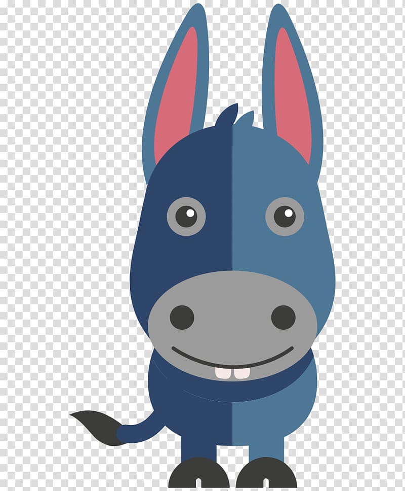 Donkey Cartoon Flat design, Flat painted blue cartoon donkey transparent background PNG clipart