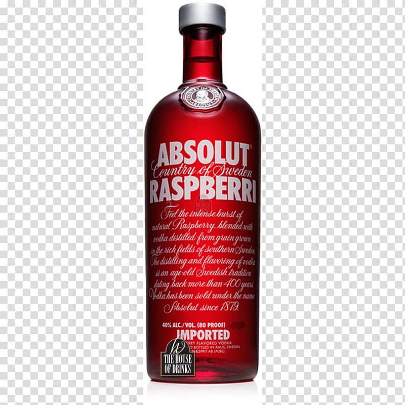 red Absolut Raspberry bottle, Absolut Vodka Distilled beverage Cocktail Raspberry, Bottle , free of bottle transparent background PNG clipart