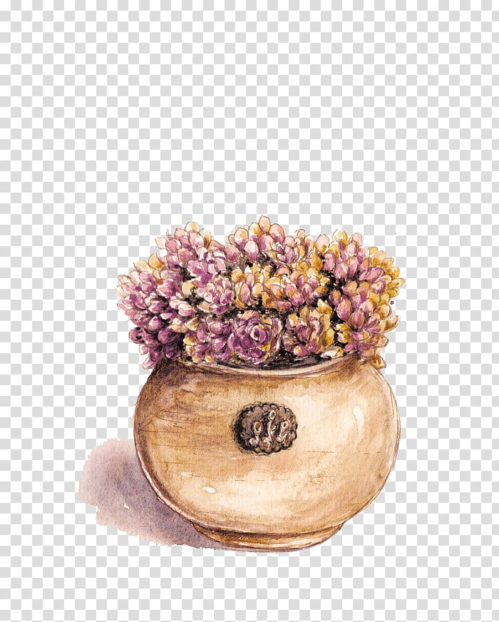Succulent plant Purple Flowerpot, Purple fleshy transparent background PNG clipart