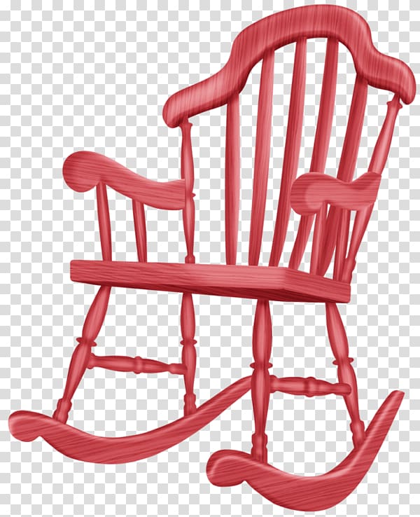 Rocking chair Furniture Wing chair, Hand-painted red rocking chair transparent background PNG clipart