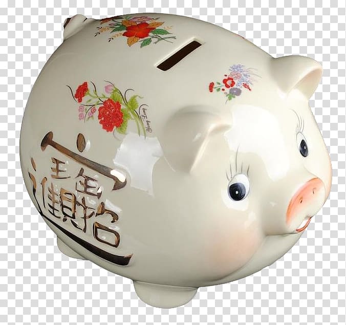 Domestic pig Piggy bank Money Saving Ceramic, Ceramic pig save money transparent background PNG clipart