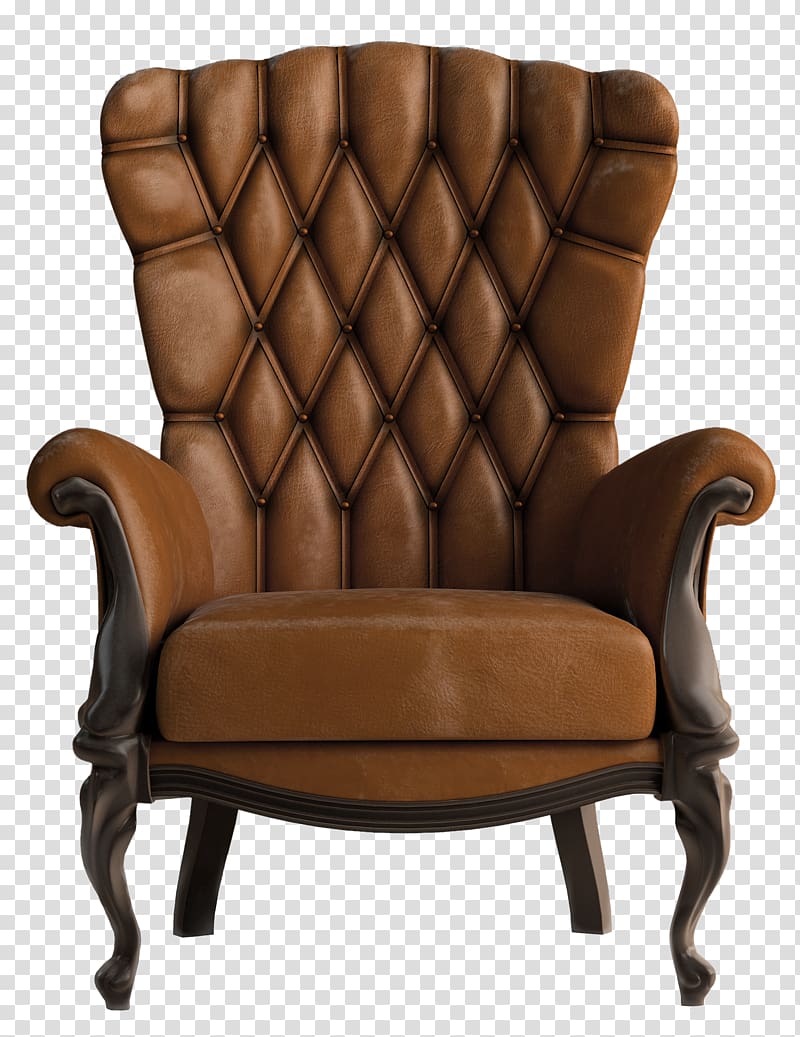 Table Chair Couch , Brown Leather Chair , quilted brown leather armchair transparent background PNG clipart