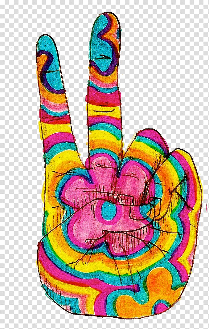 Peace Hippie Psychedelic Hand Transparent Background - Hippie