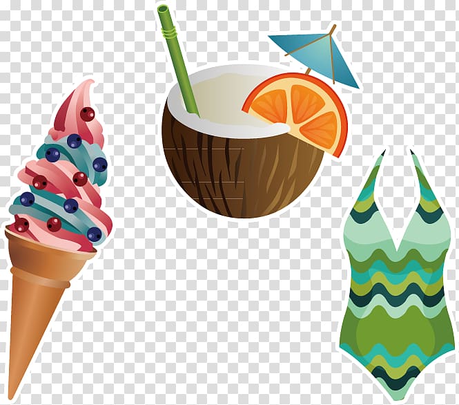 Ice cream Juice Coconut water Coconut milk, Creative summer beach transparent background PNG clipart