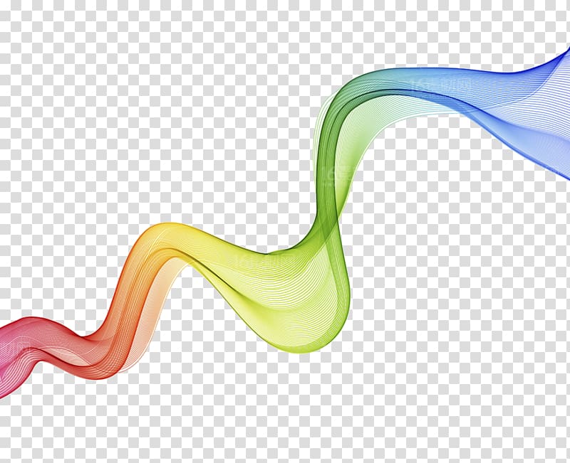 green, blue, and orange spiral illustration, Curve Euclidean Line Wave Color, Color ribbon material transparent background PNG clipart
