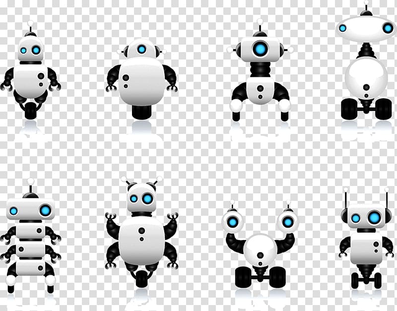eight white-and-black robots illustration, Robot Euclidean , smart robot transparent background PNG clipart