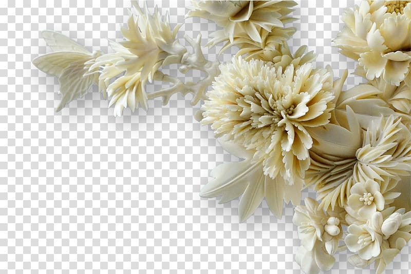 white flower arrangement, 3D computer graphics Stereoscopy, Jade chrysanthemum transparent background PNG clipart