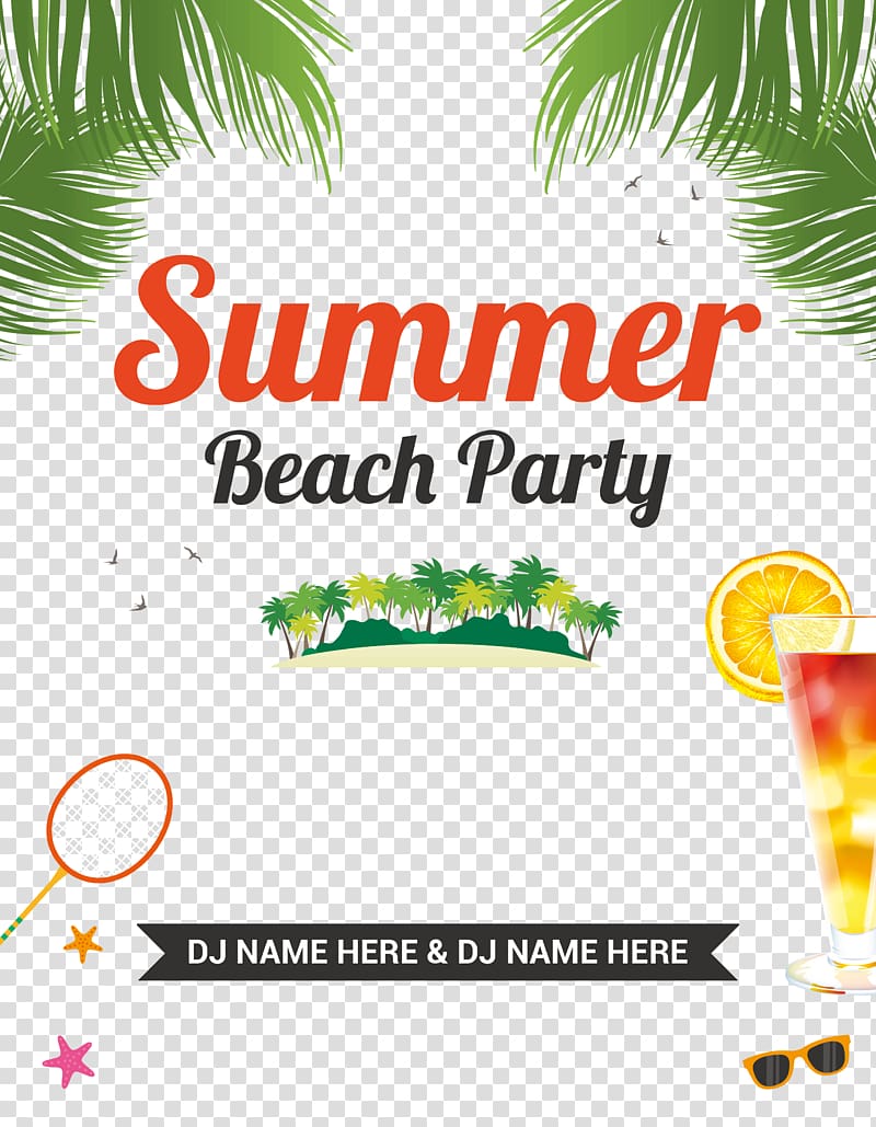 Summer Beach Party screenshot, Party Beach Flyer, Beach party flyer transparent background PNG clipart