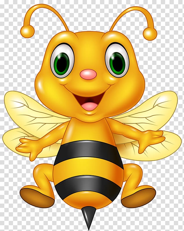 bee , Honey bee Cartoon Illustration, Cute bee transparent background PNG clipart