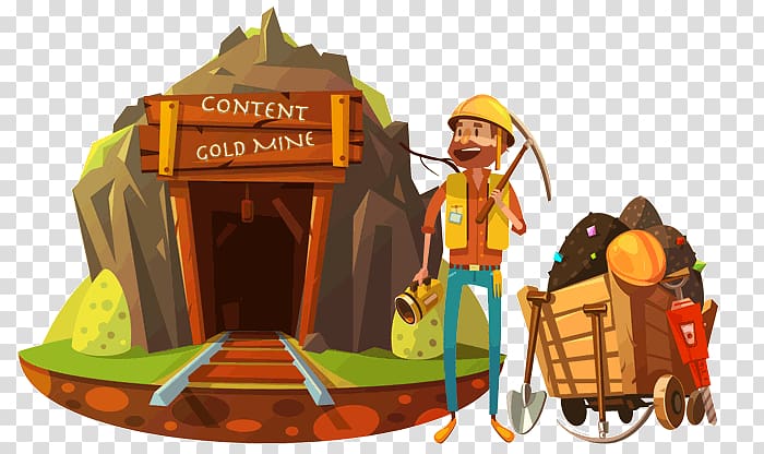 Gold mining graphics illustration, longwall mining animation transparent background PNG clipart