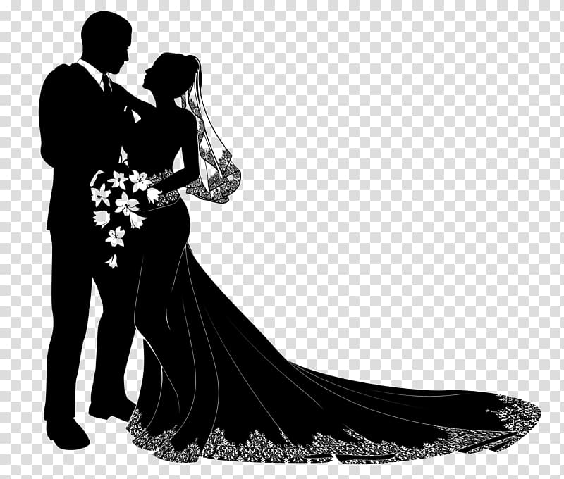 Wedding invitation Bridegroom Silhouette, wedding couple transparent background PNG clipart