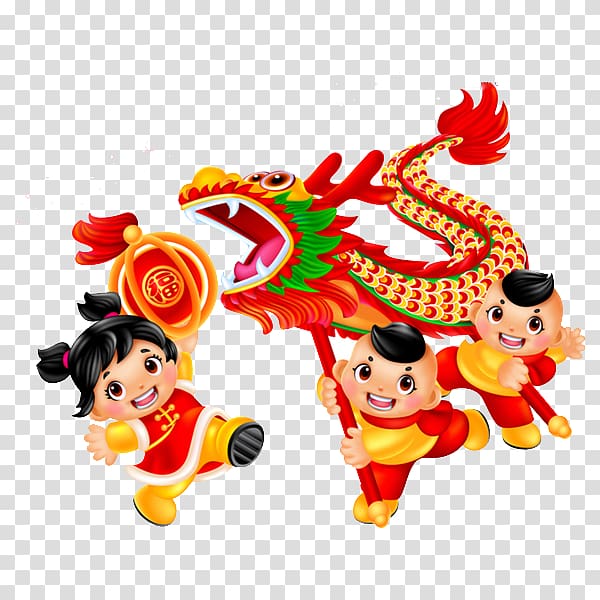 Dragon dance Lion dance Lantern Festival Chinese New Year Traditional Chinese holidays, Festive dragon light transparent background PNG clipart
