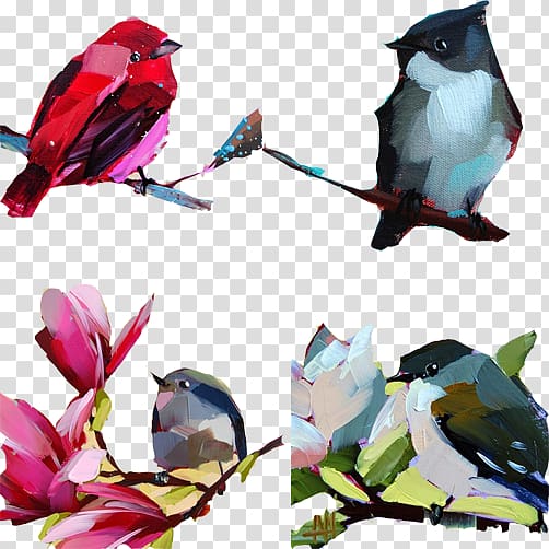 Bird Oil painting, Creative hand-painted oil painting bird transparent background PNG clipart