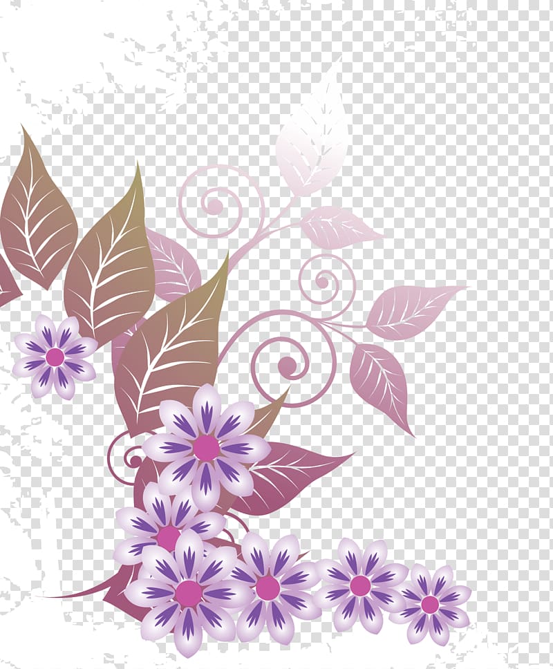 Floral design Purple, Purple floral decoration material transparent background PNG clipart