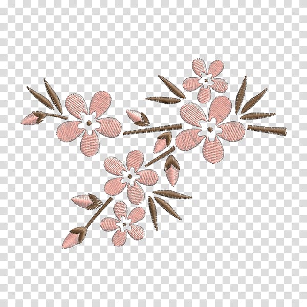 Embroidery Cherry blossom Cerasus Flower Cross-stitch, flor transparent background PNG clipart