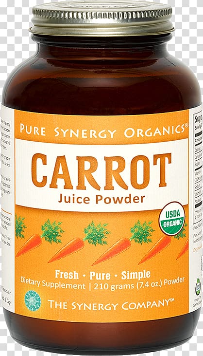 Dietary supplement The Synergy Company Juice Powder Carrot Organic food Falcarindiol, organic carrot juice transparent background PNG clipart