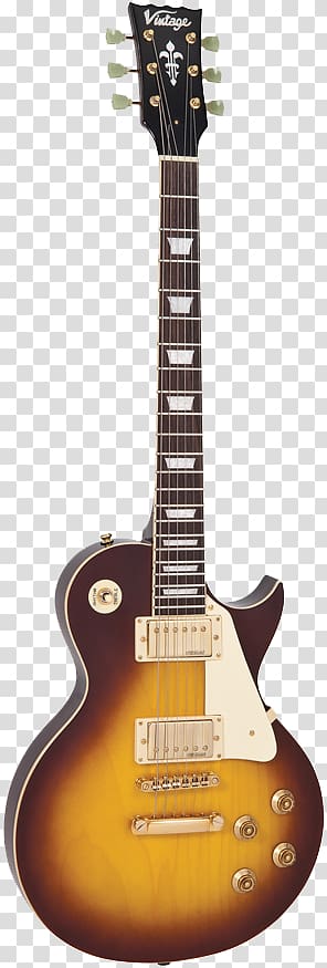 Vintage V100 Sunburst Electric guitar Epiphone Les Paul 100, Sevenstring Guitar transparent background PNG clipart