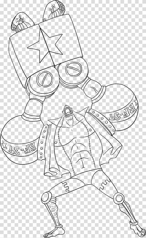 Franky Line art Tony Tony Chopper Drawing Black and white, one piece transparent background PNG clipart