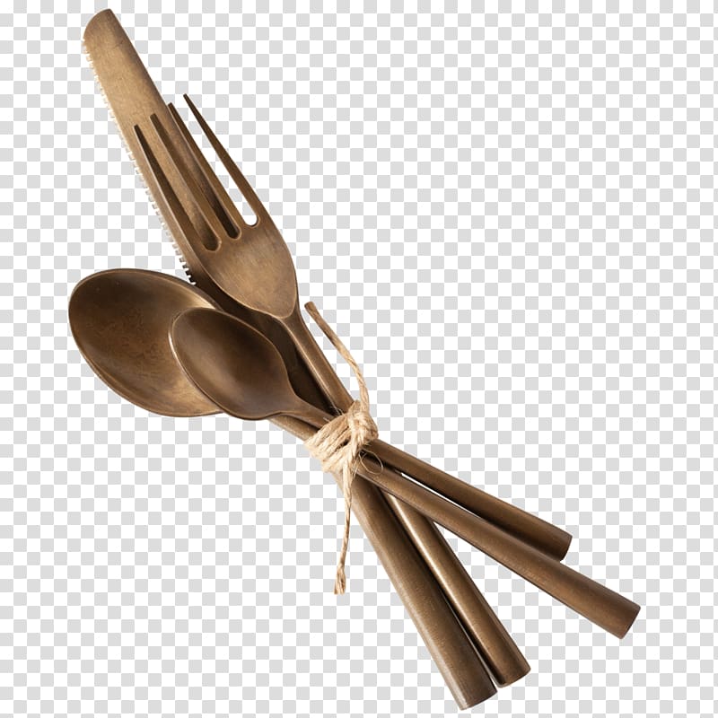 Cutlery Knife Tool Fork Dessert spoon, Brass transparent background PNG clipart