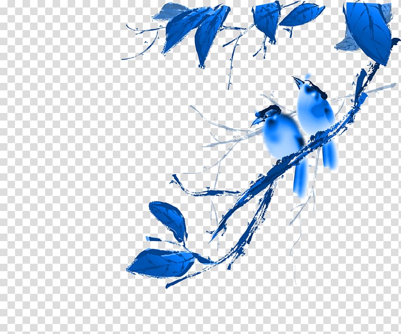 China Chinese New Year New Years Day January, Blue bird branch transparent background PNG clipart