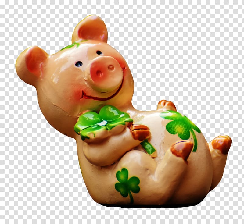 Domestic pig Good luck charm New Year, luck transparent background PNG clipart