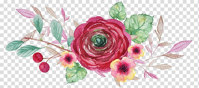 fresh and elegant floral watercolor number transparent background PNG clipart