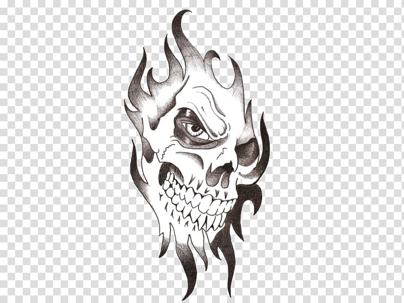 flame skull illustration, Tattoo , Skull Tattoo Free transparent background PNG clipart