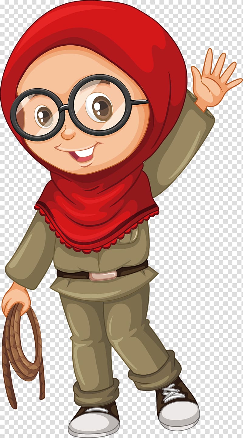 person wearing red hijab headscarf art, Islam , Girls winter decoration transparent background PNG clipart