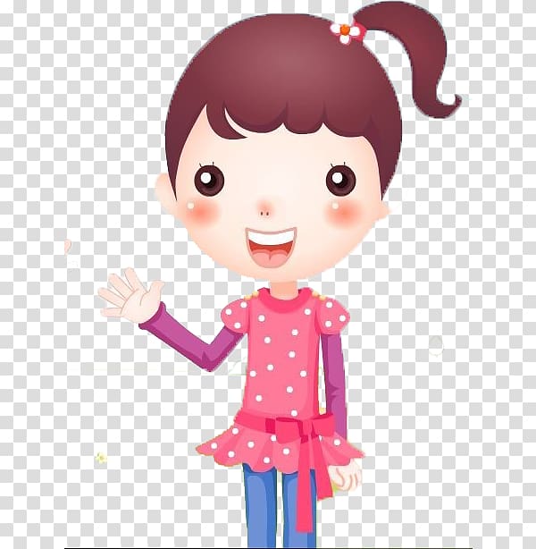 Child Cartoon Illustration, Happy little girl transparent background PNG clipart