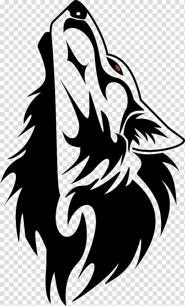 Black ink tribal wolf tattoo design on Craiyon