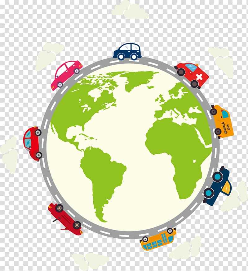 World map Map projection, car on earth transparent background PNG clipart