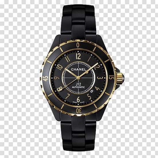 Chanel J12 Watch Chronograph Audemars Piguet, Black Watch transparent background PNG clipart