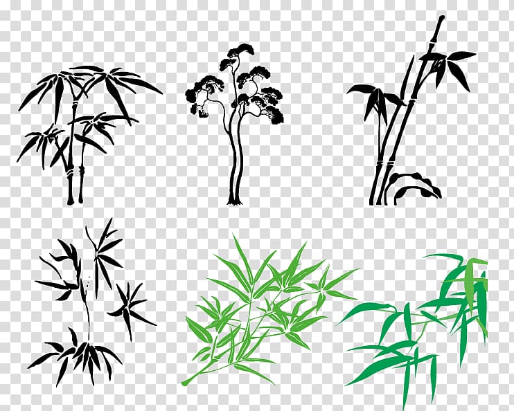 China Adobe Illustrator Ruyi, Hand-painted bamboo pine transparent background PNG clipart