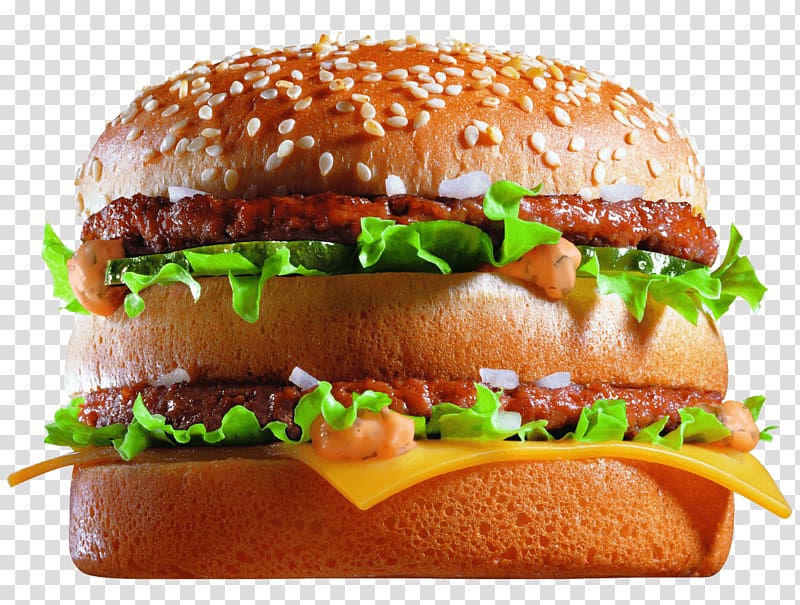 hamburger with cheese and lettuce, McDonald's Big Mac Close Up transparent background PNG clipart