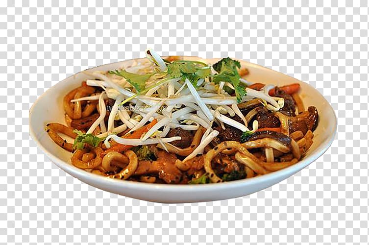 Chow mein Chinese noodles Ramen Moo shu pork Instant noodle, Mushroom ramen dish transparent background PNG clipart