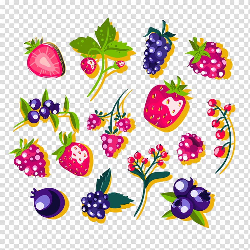 Frutti di bosco , Cartoon painted berries transparent background PNG clipart