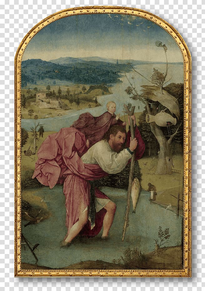 Saint Christopher Carrying the Christ Child St. John the Evangelist on Patmos Museum Boijmans Van Beuningen Art Painting, painting transparent background PNG clipart