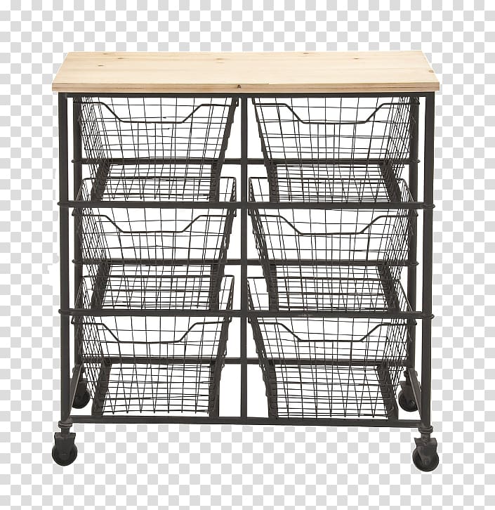 Mesh Drawer Metal Wood Cart, wooden basket transparent background PNG clipart