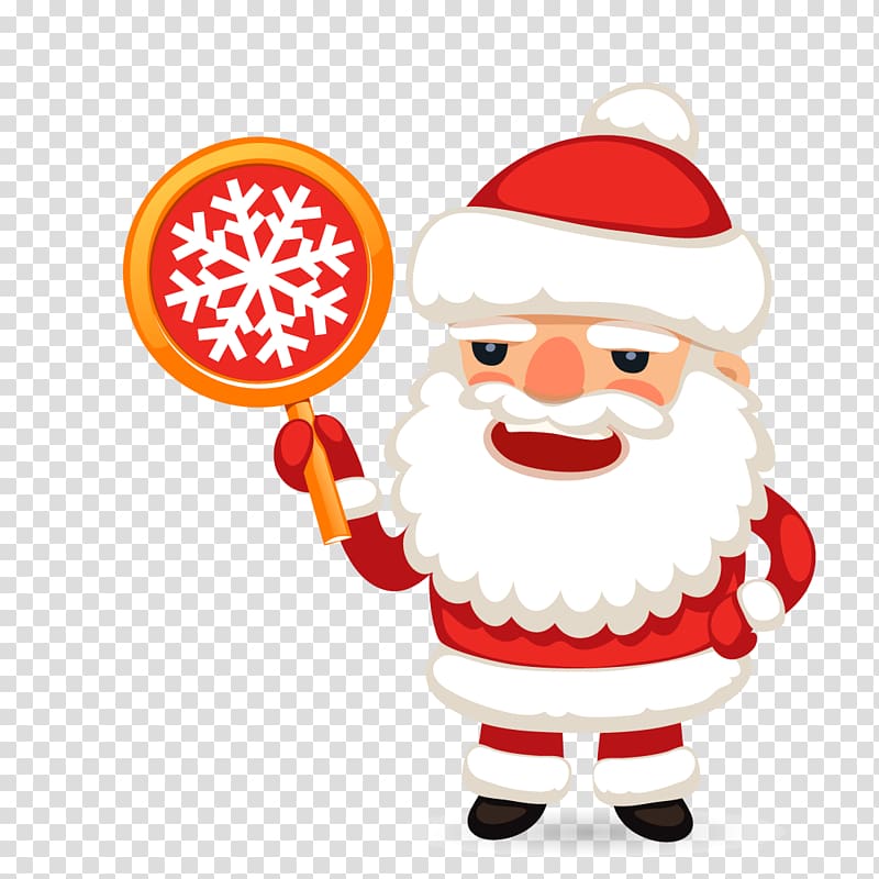 Santa Claus Christmas , cartoon Santa Claus holding a sign transparent background PNG clipart