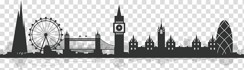 London skyline illustration, City of London Silhouette, London city silhouette transparent background PNG clipart