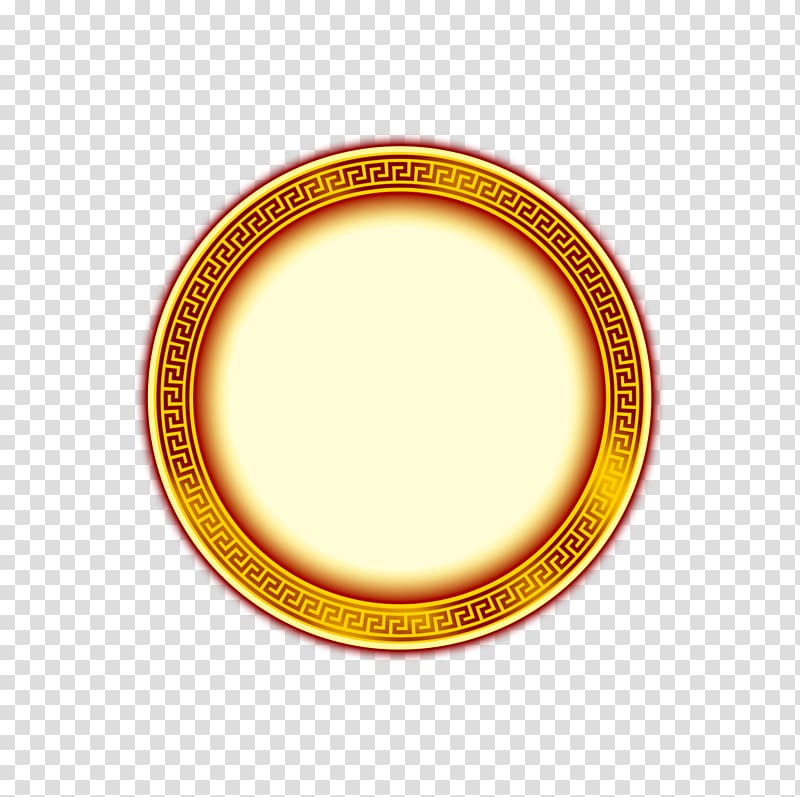 round yellow illustration, Material Yellow Circle, Chinese style round frame yellow round totem transparent background PNG clipart