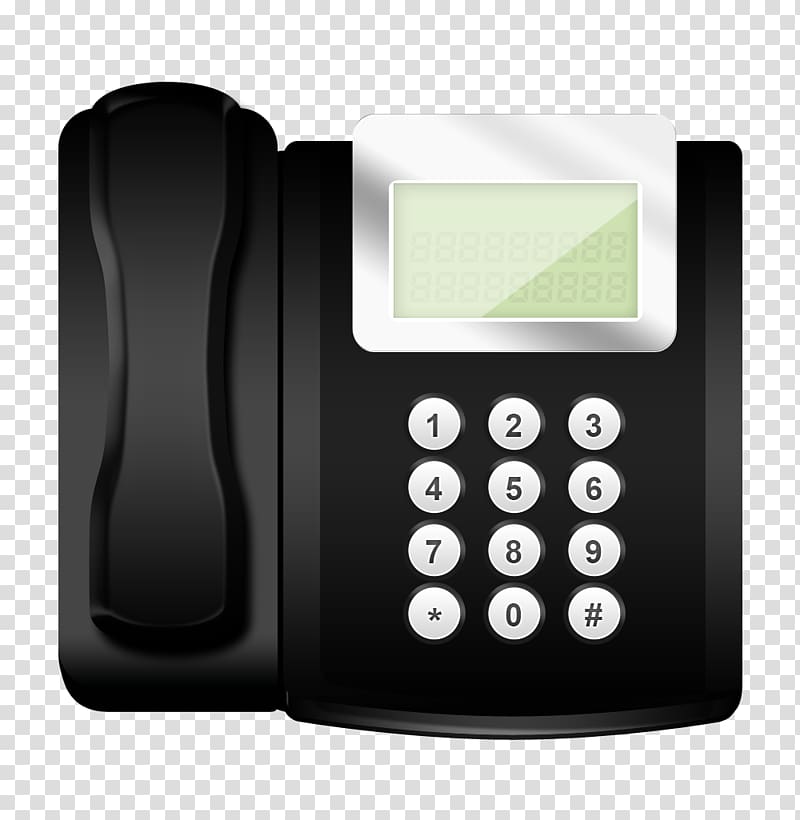 Telephone Landline Icon, Black phone transparent background PNG clipart